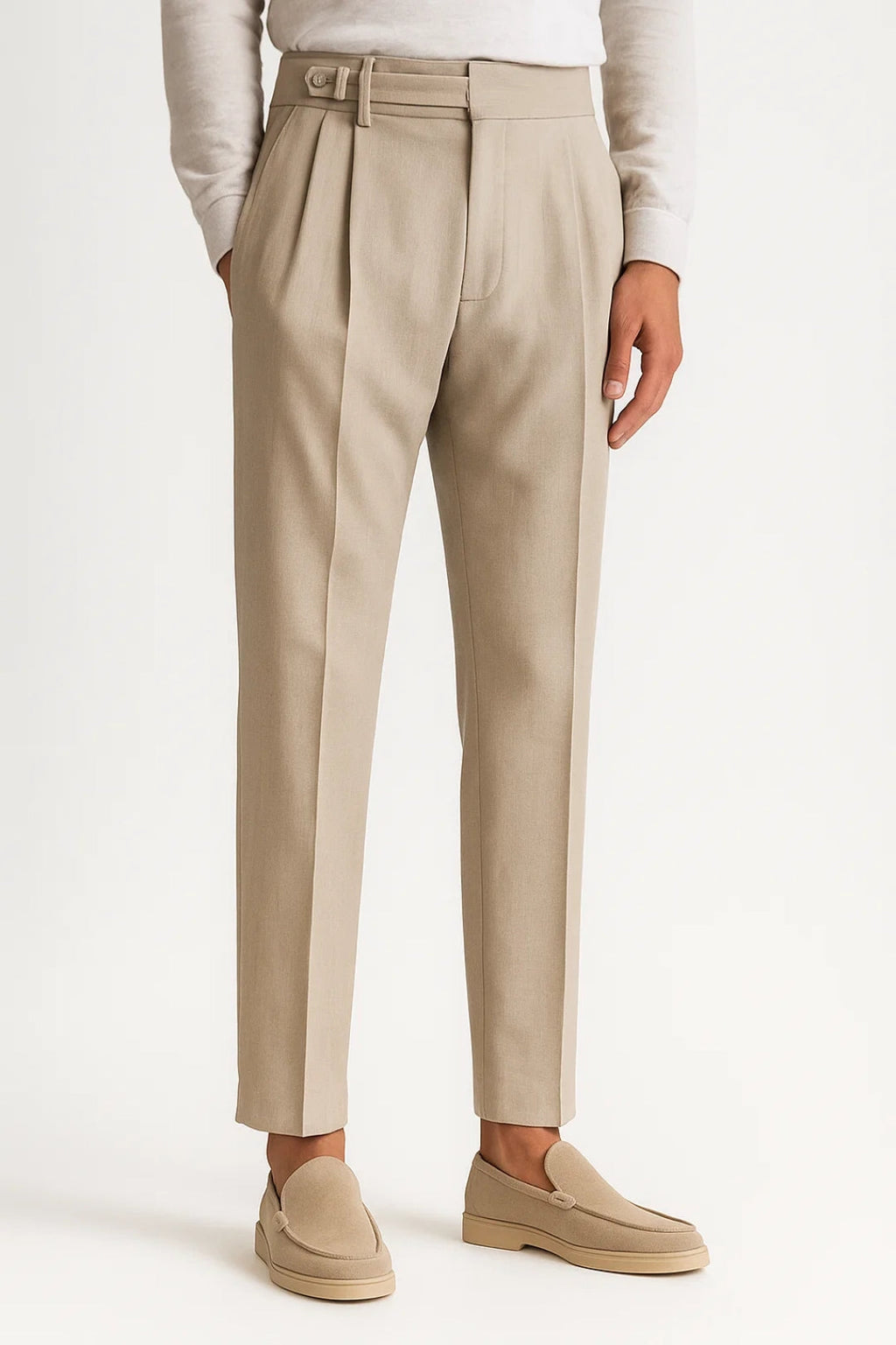 Men's Tapered Fit High Waist Trousers