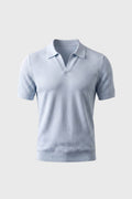 Men's Textured Collar V-Neck Polo Shirt