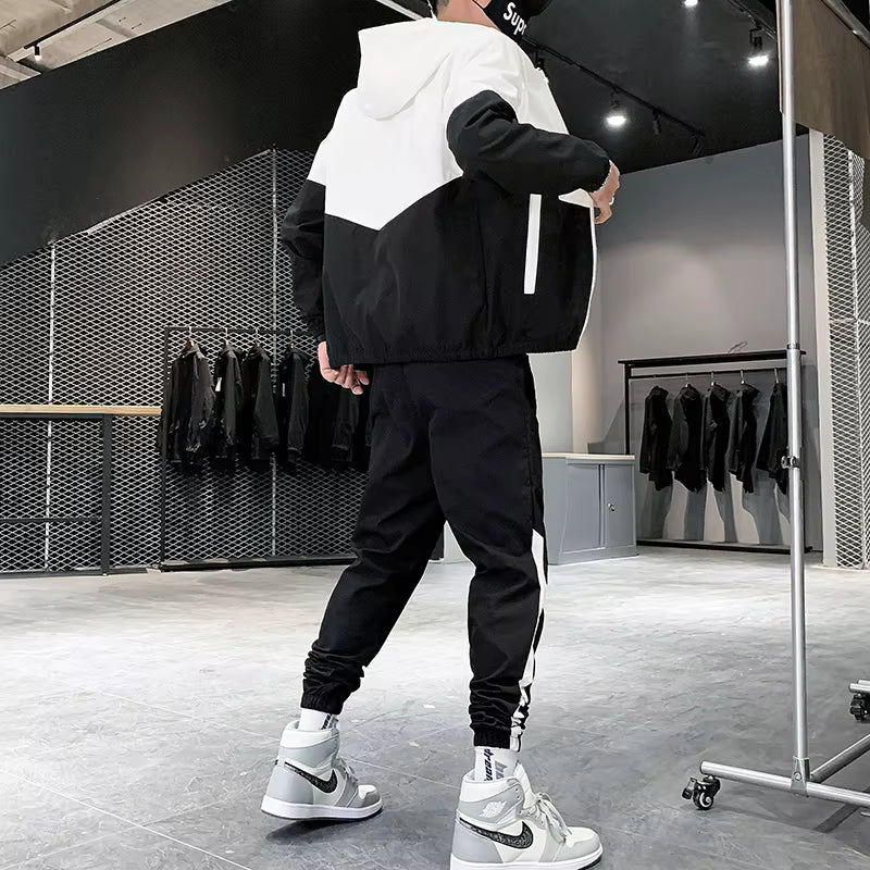 Men's Tracksuit Joggers Sportswear Set with Hood