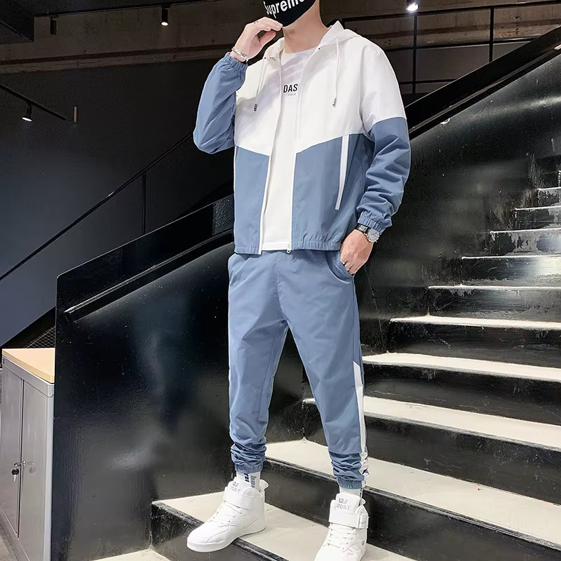 Men's Tracksuit Joggers Sportswear Set with Hood