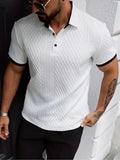 Men's V-Neck Jacquard Polo Shirt