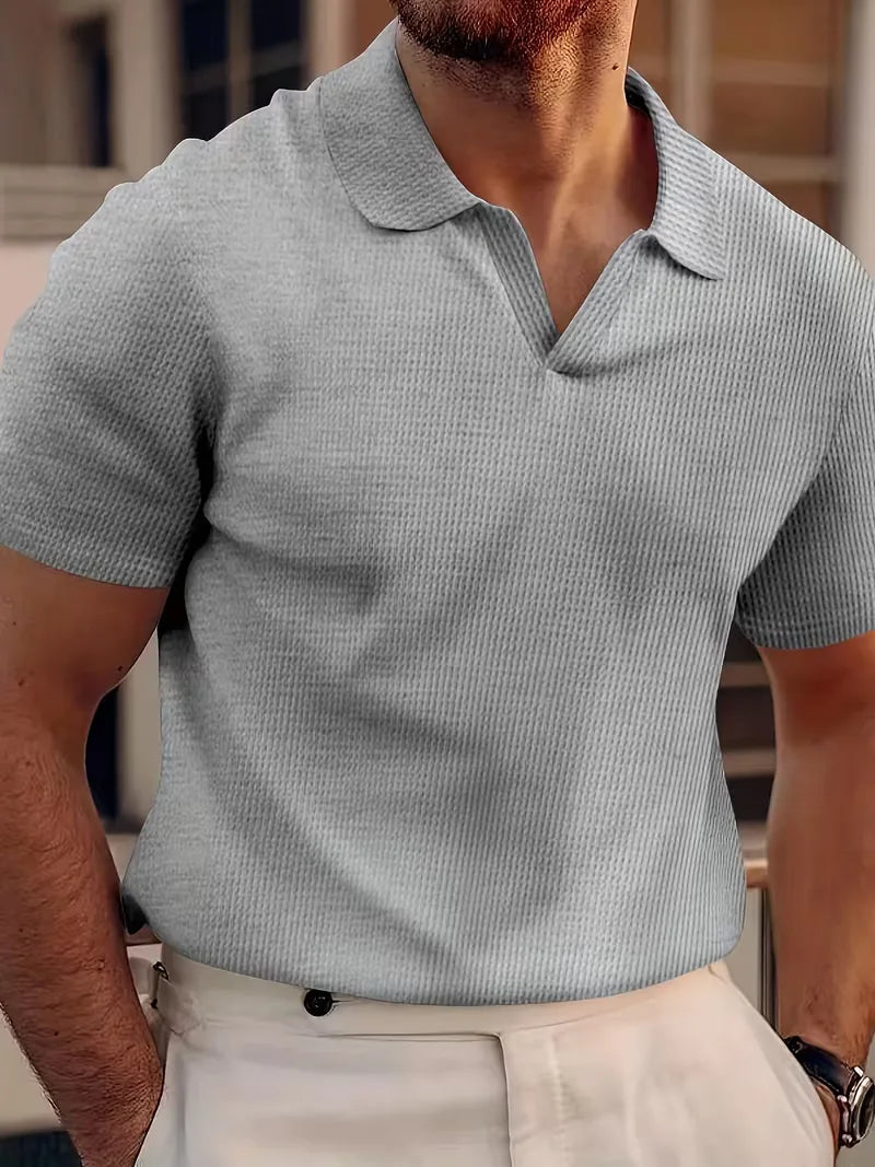 Men's V-Neck Short Sleeve Polo Shirt