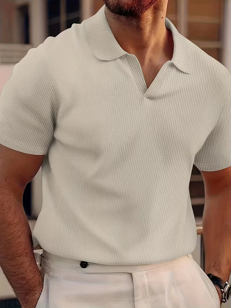 Men's V-Neck Short Sleeve Polo Shirt