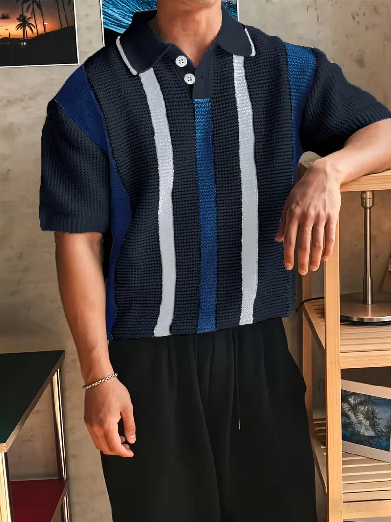Men's V-Neck Short Sleeve Polo Shirt