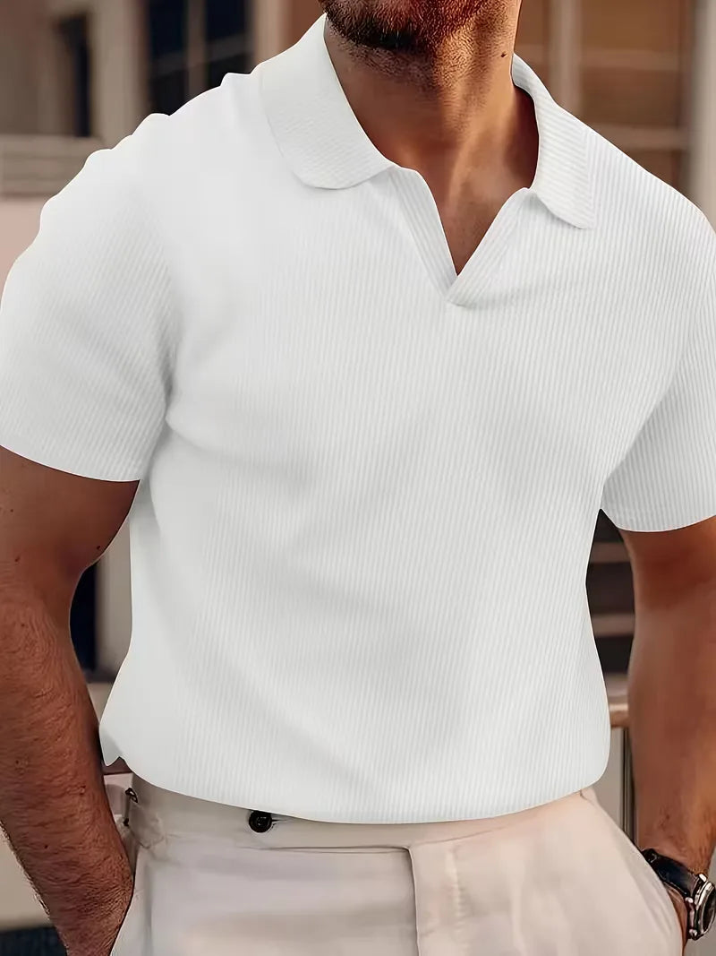 Men's V-Neck Short Sleeve Polo Shirt