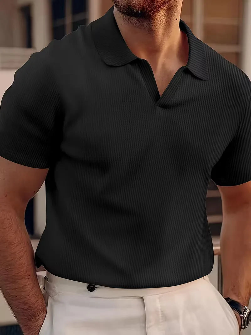 Men's V-Neck Short Sleeve Polo Shirt