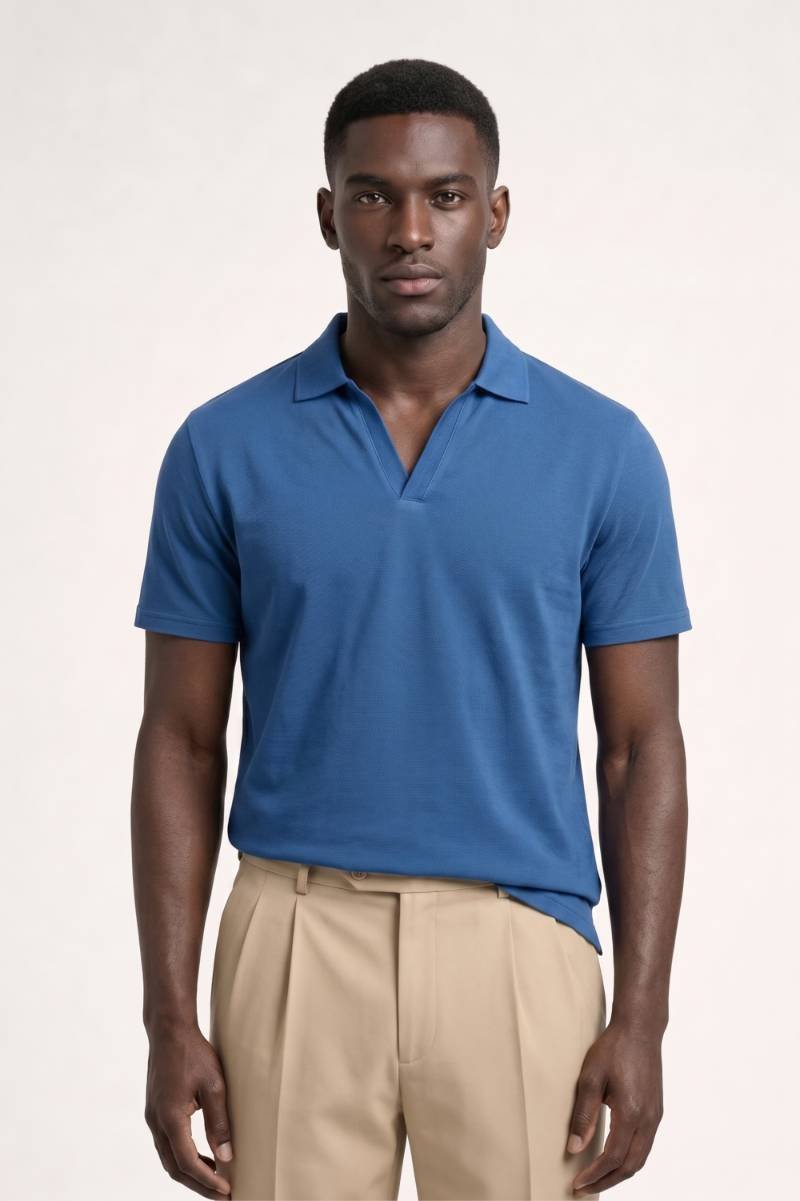 Men's V-Neck Short Sleeve Polo Shirt for Casual and Business Wear