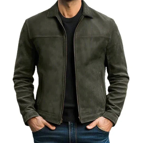 Men's Vintage Brown Flight Jacket Stylish Zipper Closure