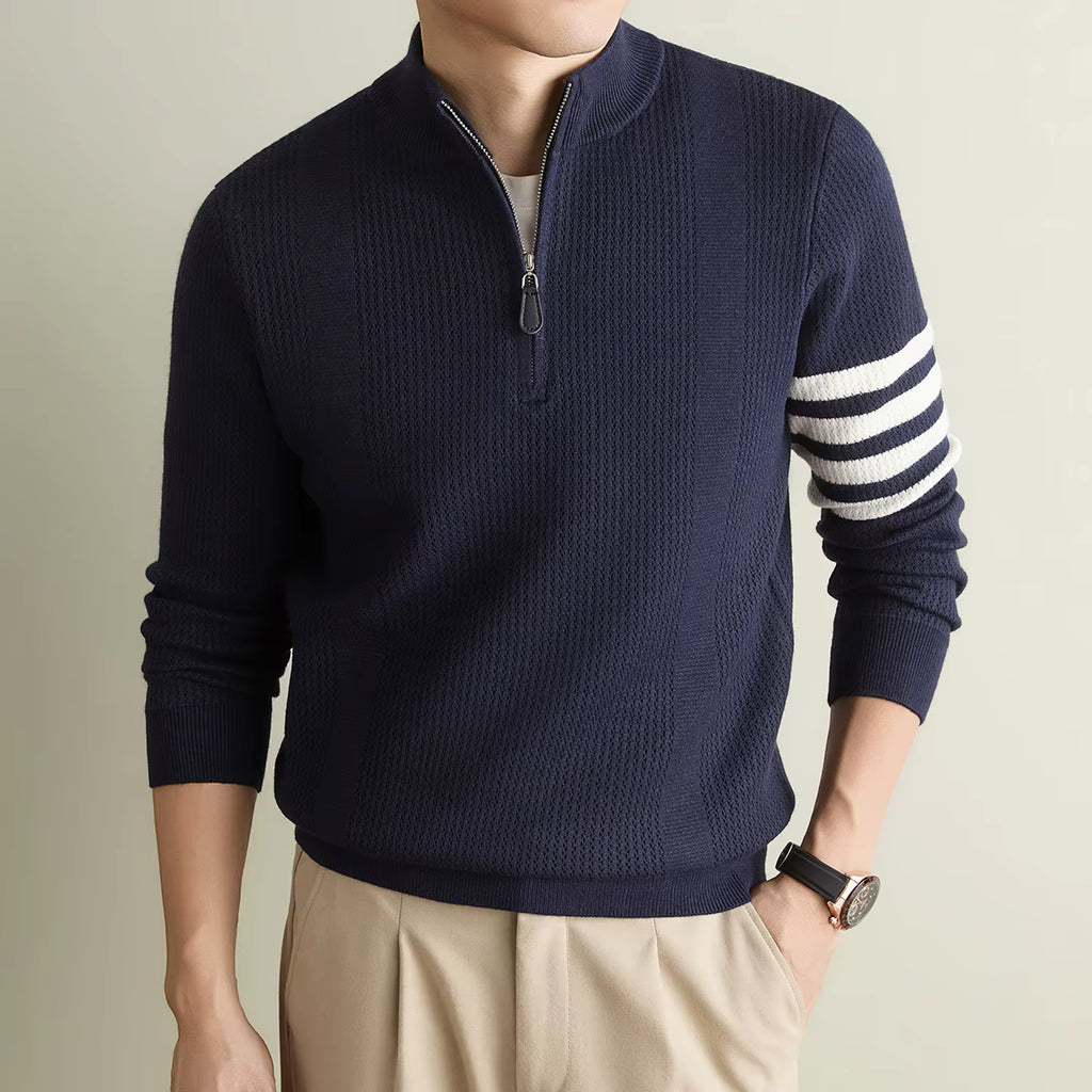 Men's Zipper Half-High Neck Sweater