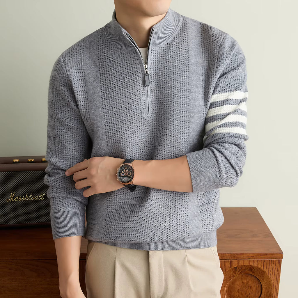 Men's Zipper Half-High Neck Sweater