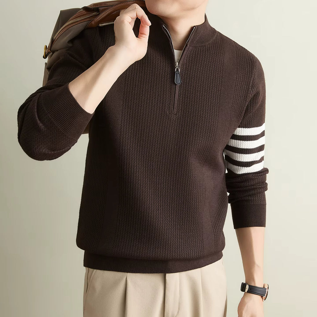 Men's Zipper Half-High Neck Sweater