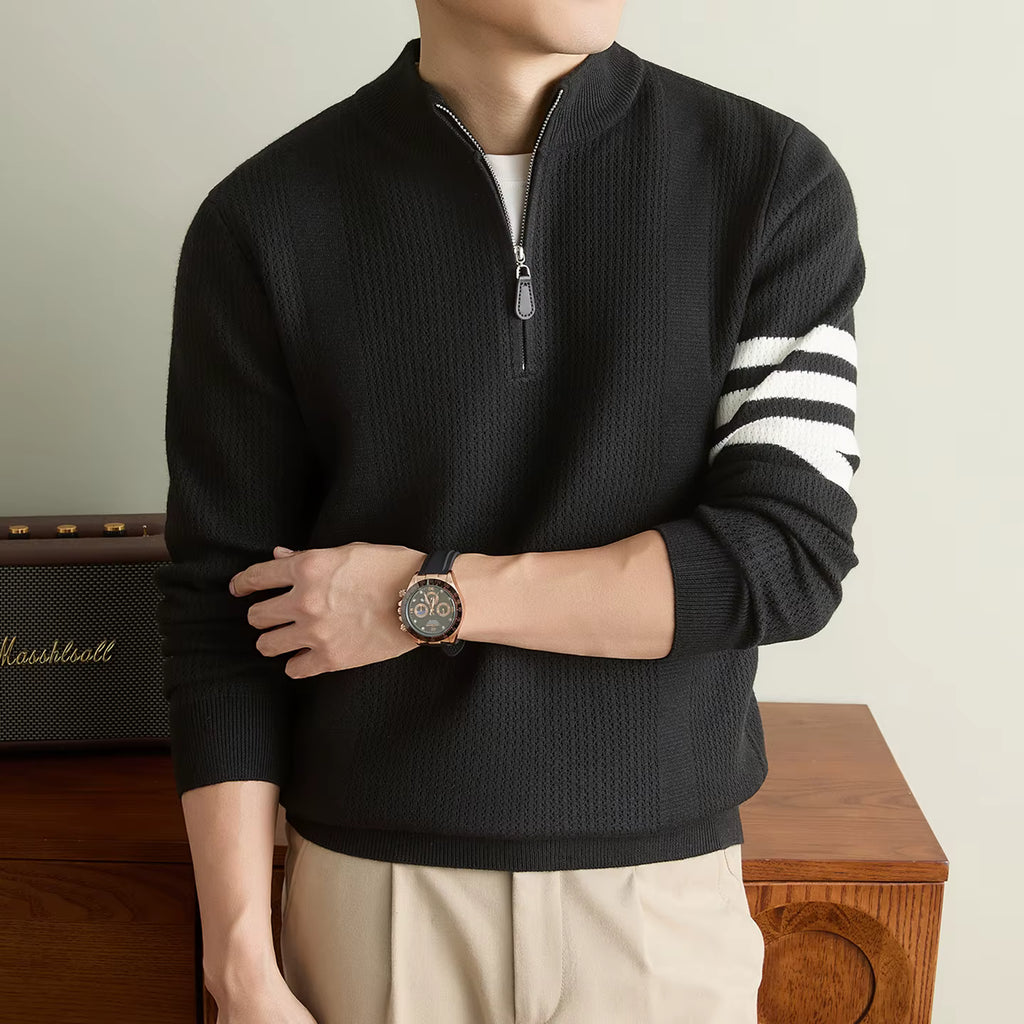 Men's Zipper Half-High Neck Sweater