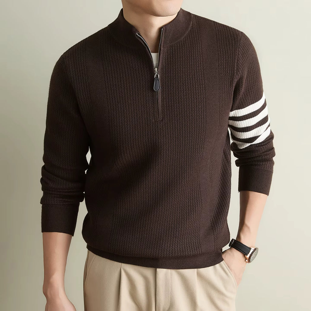 Men's Zipper Half-High Neck Sweater
