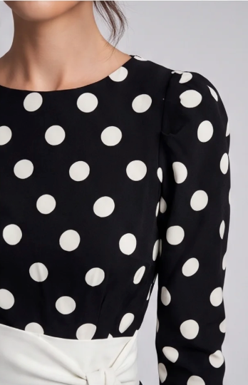 Women's Elegant Belted Polka-dot Bodycon Dress