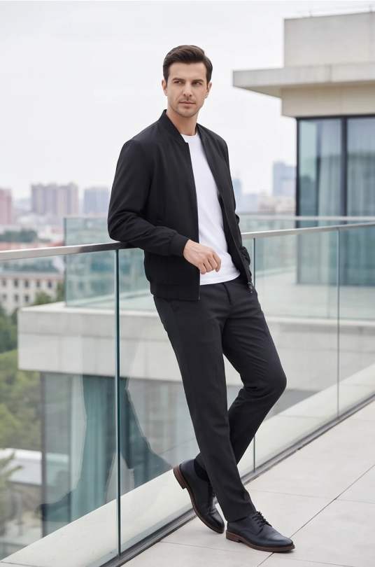 Men's Slim Fit Stand Collar Jacket