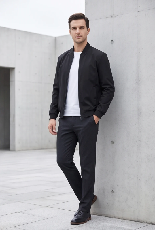 Men's Slim Fit Stand Collar Jacket