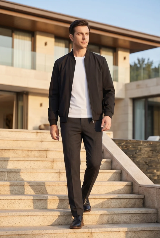 Men's Slim Fit Stand Collar Jacket