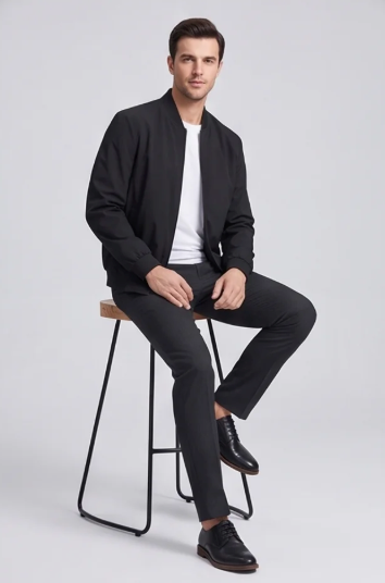 Men's Slim Fit Stand Collar Jacket