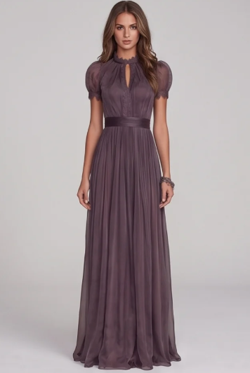 Women's Lace-Spliced High-Neck Maxi Dress