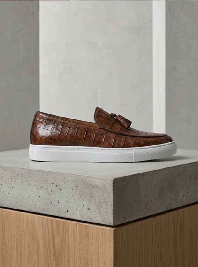 Mens Loafers with Tassel Detail and Slip On Design