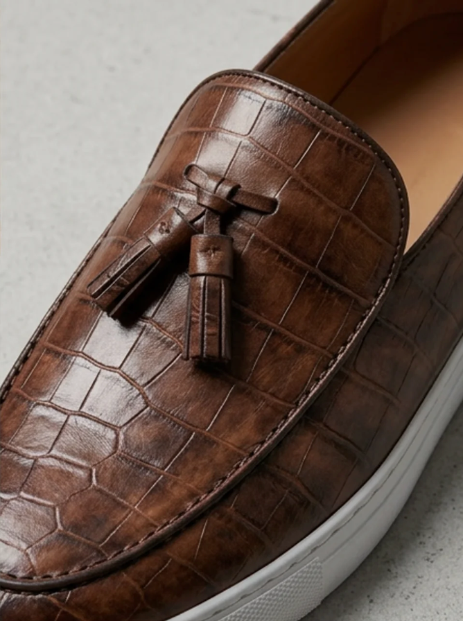 Mens Loafers with Tassel Detail and Slip On Design
