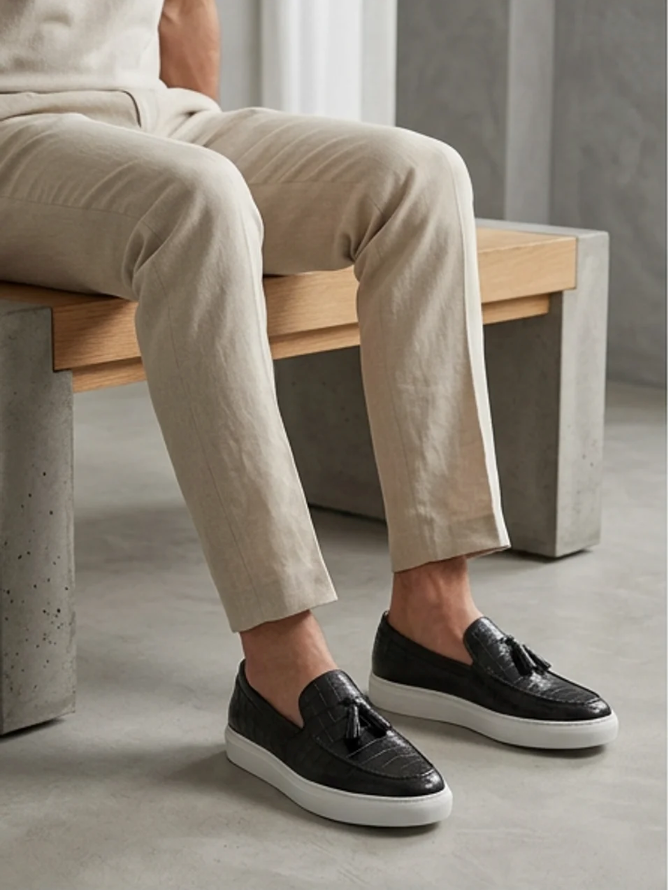 Mens Loafers with Tassel Detail and Slip On Design