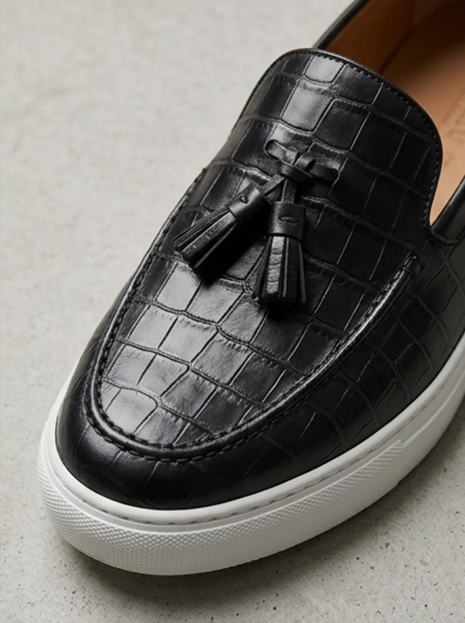 Mens Loafers with Tassel Detail and Slip On Design