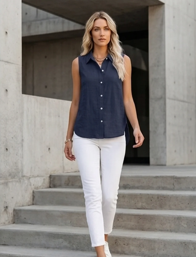 Women's Buttoned Sleeveless Blouse