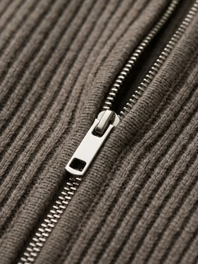 Men's Knitted Cardigan with Funnel Neck