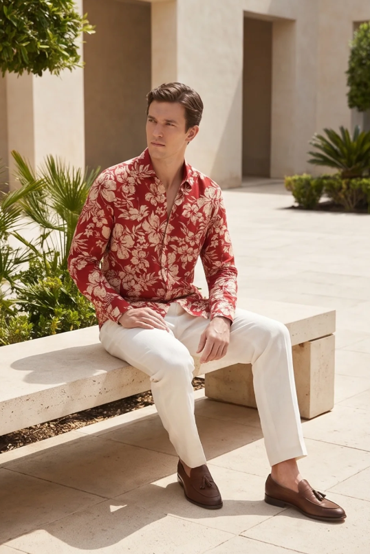Men's Floral Print Slim Fit Shirt