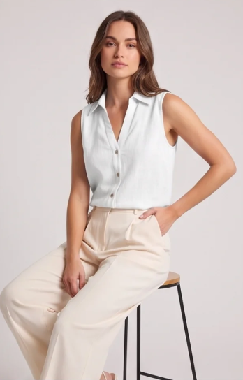 Women's Button Sleeveless Shirt