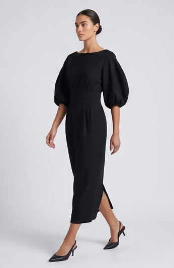 Women's Casual Dress with Puff Lantern Sleeves