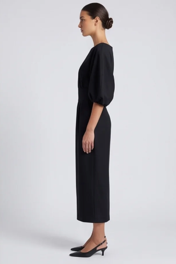 Women's Casual Dress with Puff Lantern Sleeves