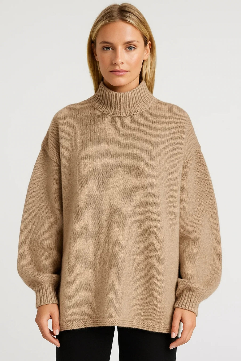 Women's Cozy Oversized Sweater – High Collar Comfort for Chilly Winter Days