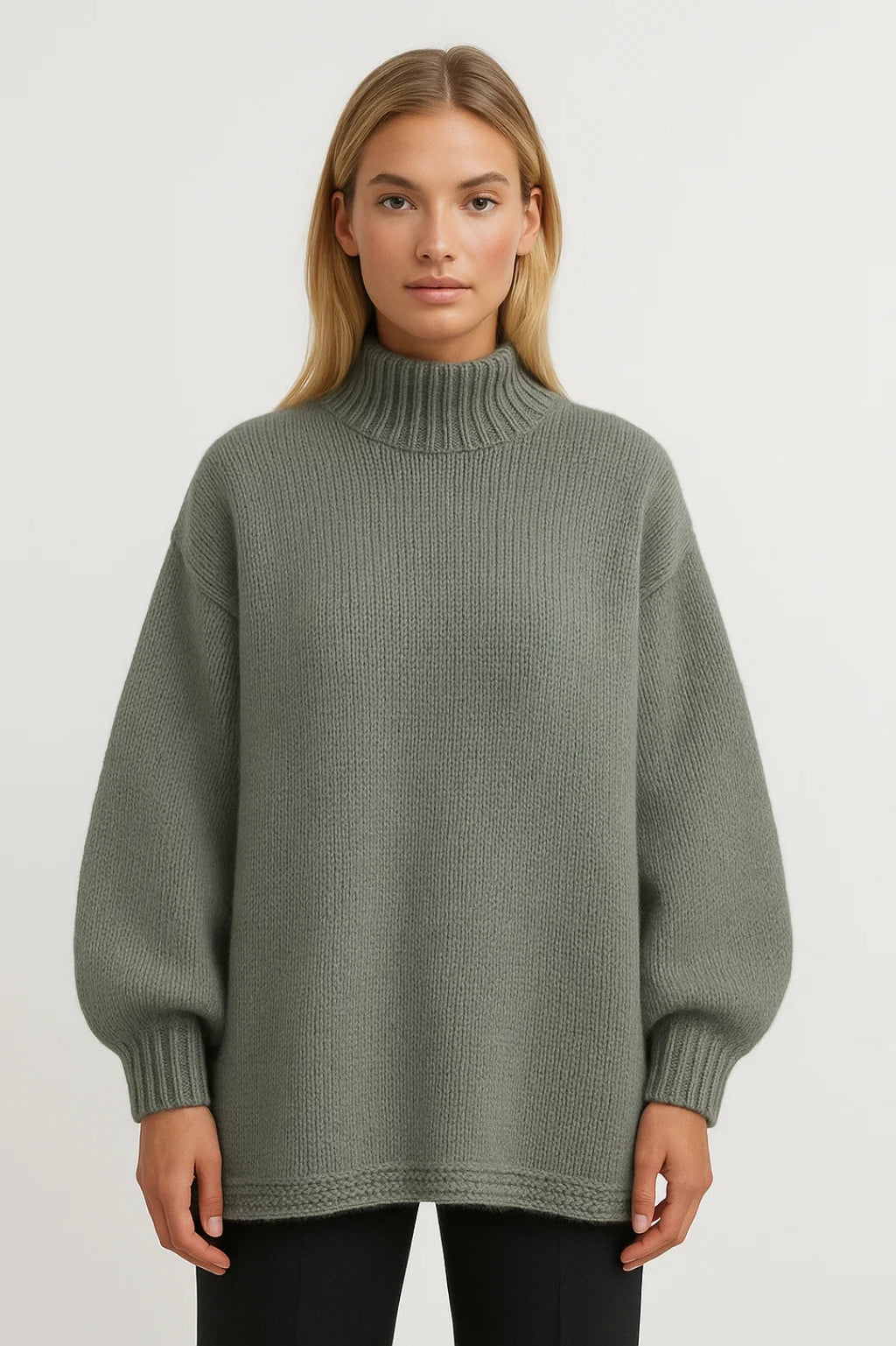 Women's Cozy Oversized Sweater – High Collar Comfort for Chilly Winter Days