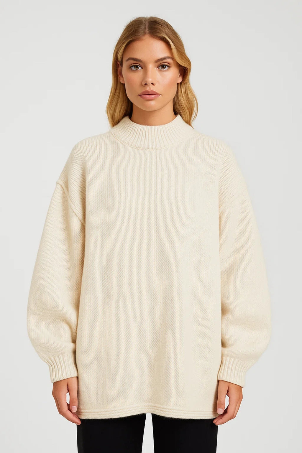 Women's Cozy Oversized Sweater – High Collar Comfort for Chilly Winter Days