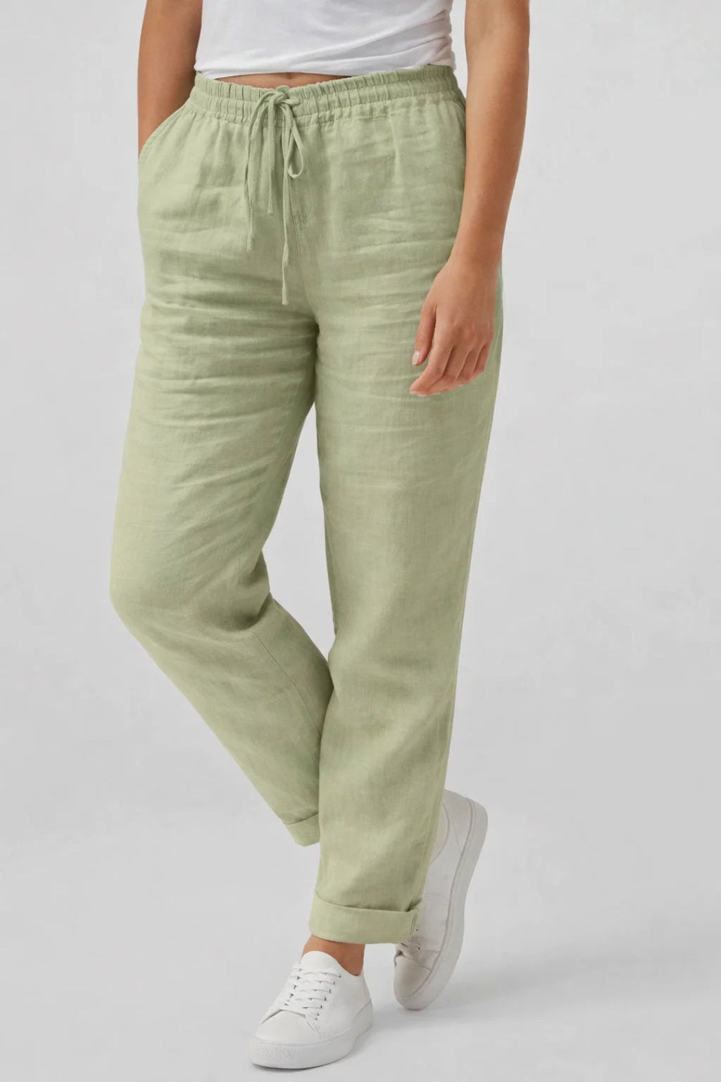 Women's Airy Straight Trousers with Drawstring Waist