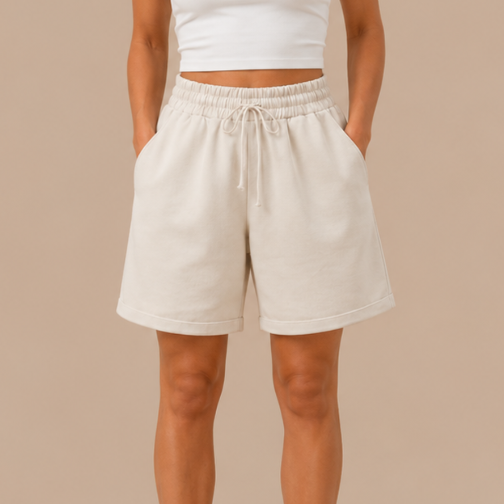 Women's Bermuda Shorts with Elastic Waistband and Pockets
