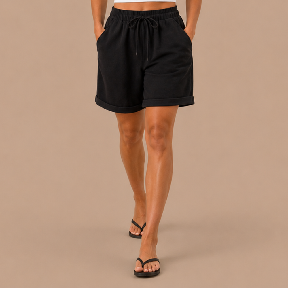 Women's Bermuda Shorts with Elastic Waistband and Pockets