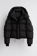 Women's Black Puffer Jacket – Oversized Hooded Design