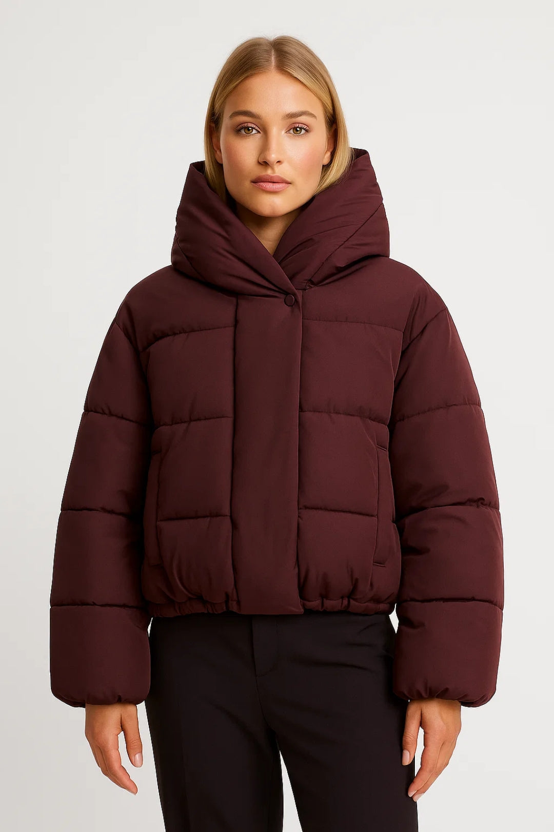Women's Puffer Jacket – Stylish Short Design with Hood
