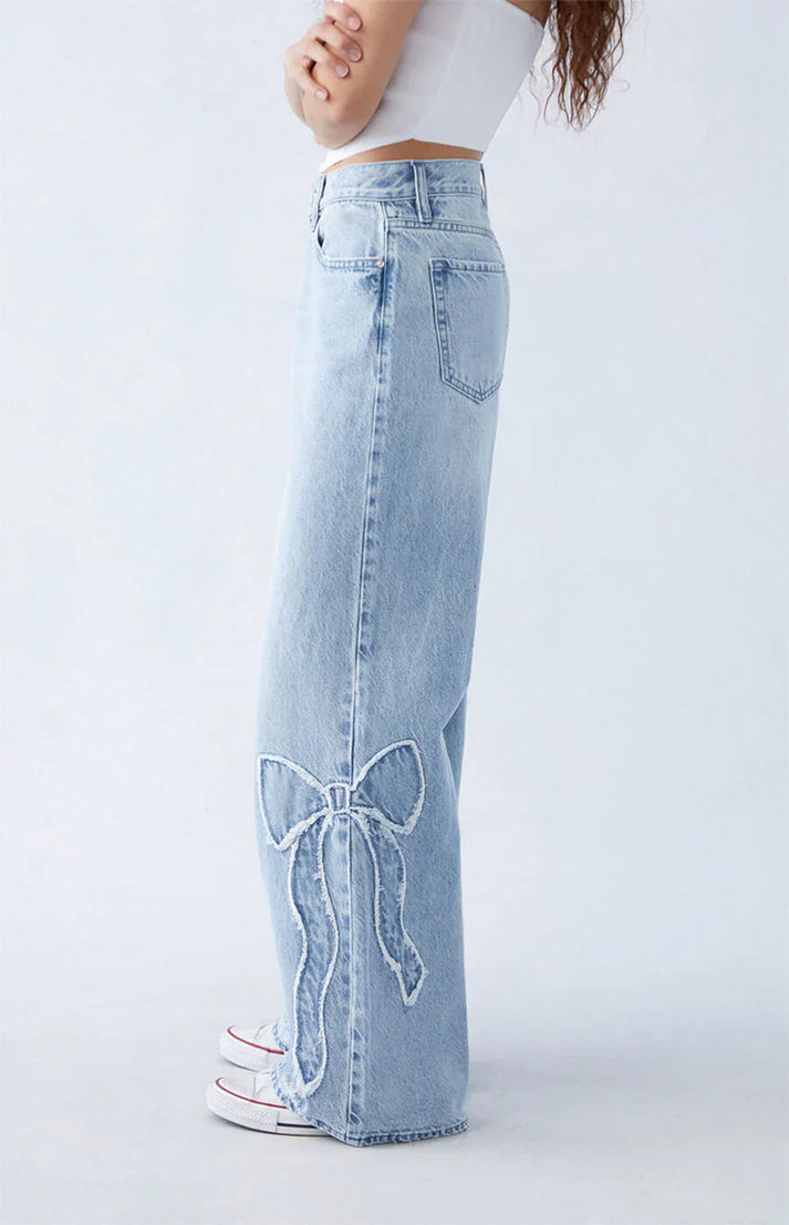 Women's Bow Detail Jeans for Stylish Casual Wear