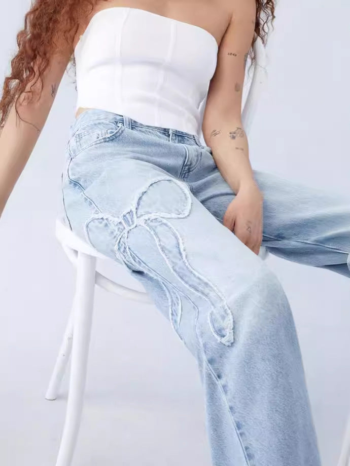 Women's Bow Detail Jeans for Stylish Casual Wear
