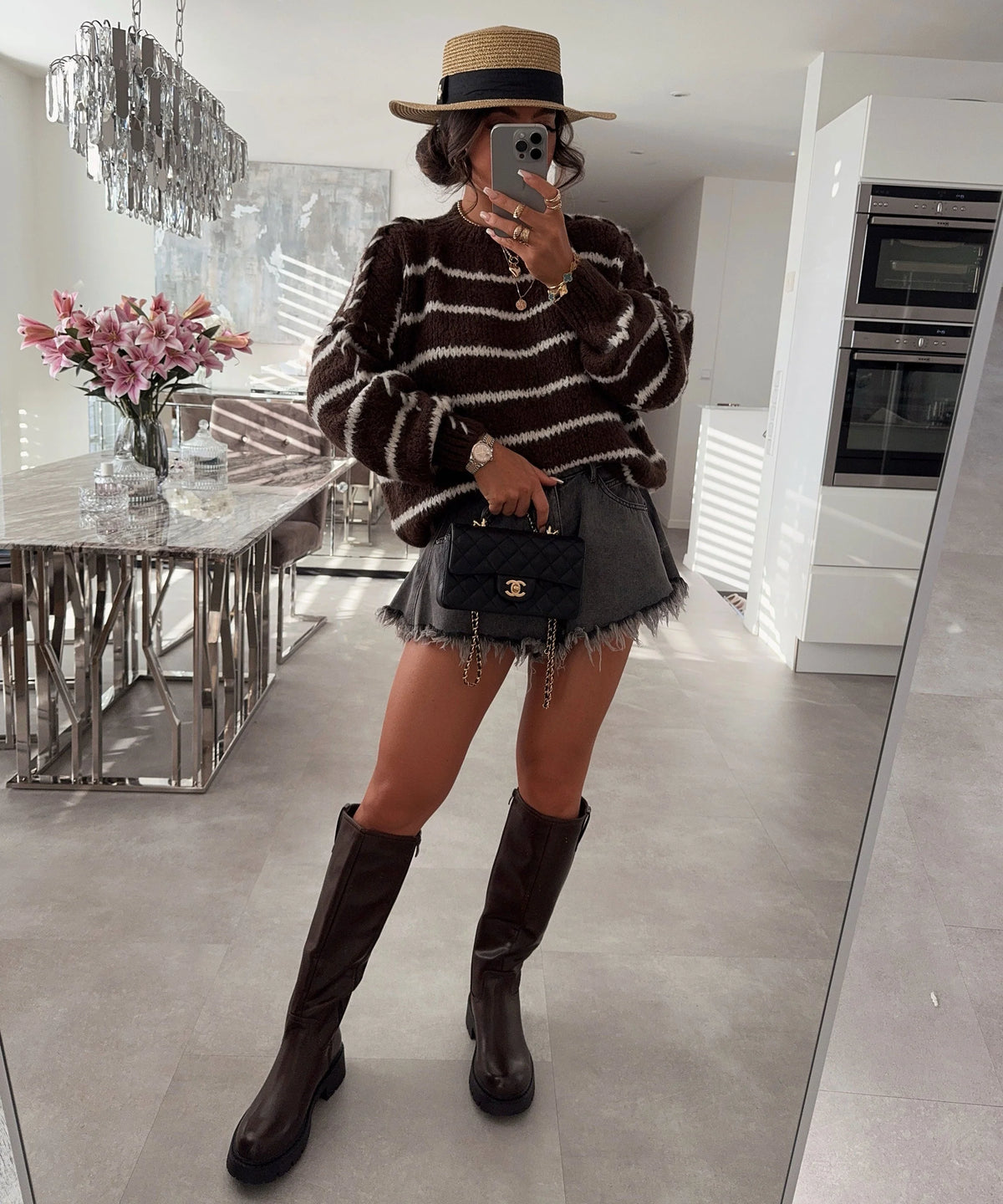 Women's Brown Knee High Heeled Boots 3