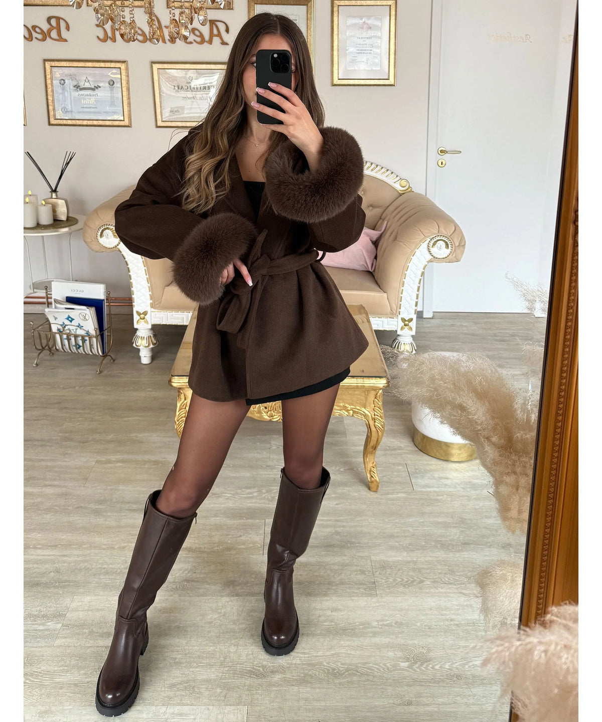 Women's Brown Knee High Heeled Boots 4