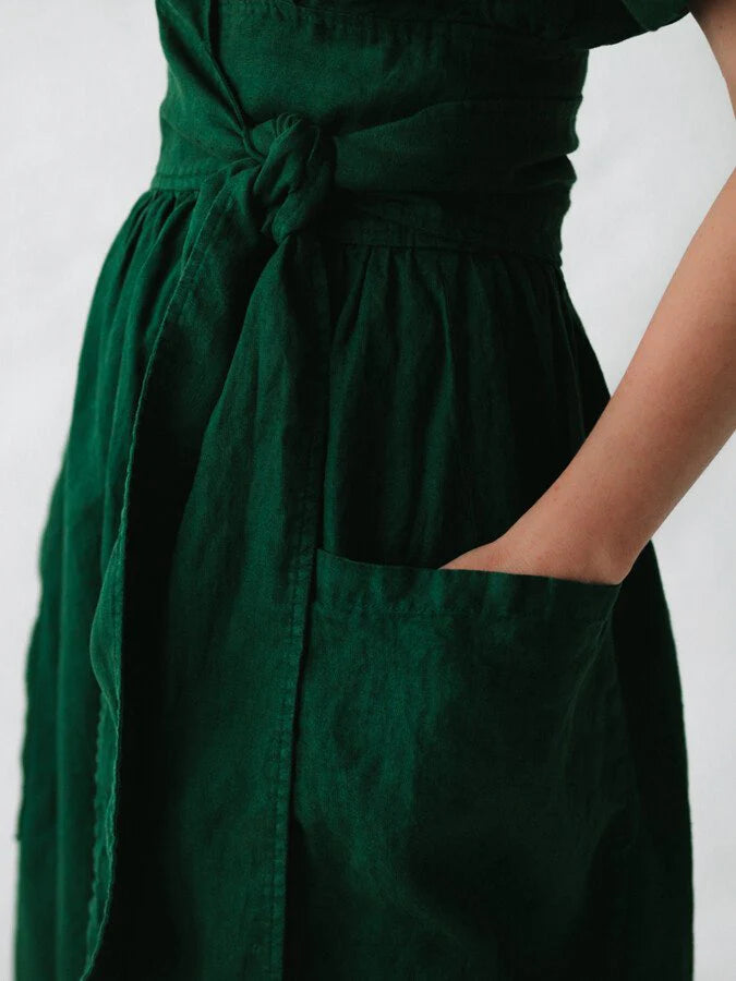 Women's Chic Linen Summer Dress with Lace Loop Band