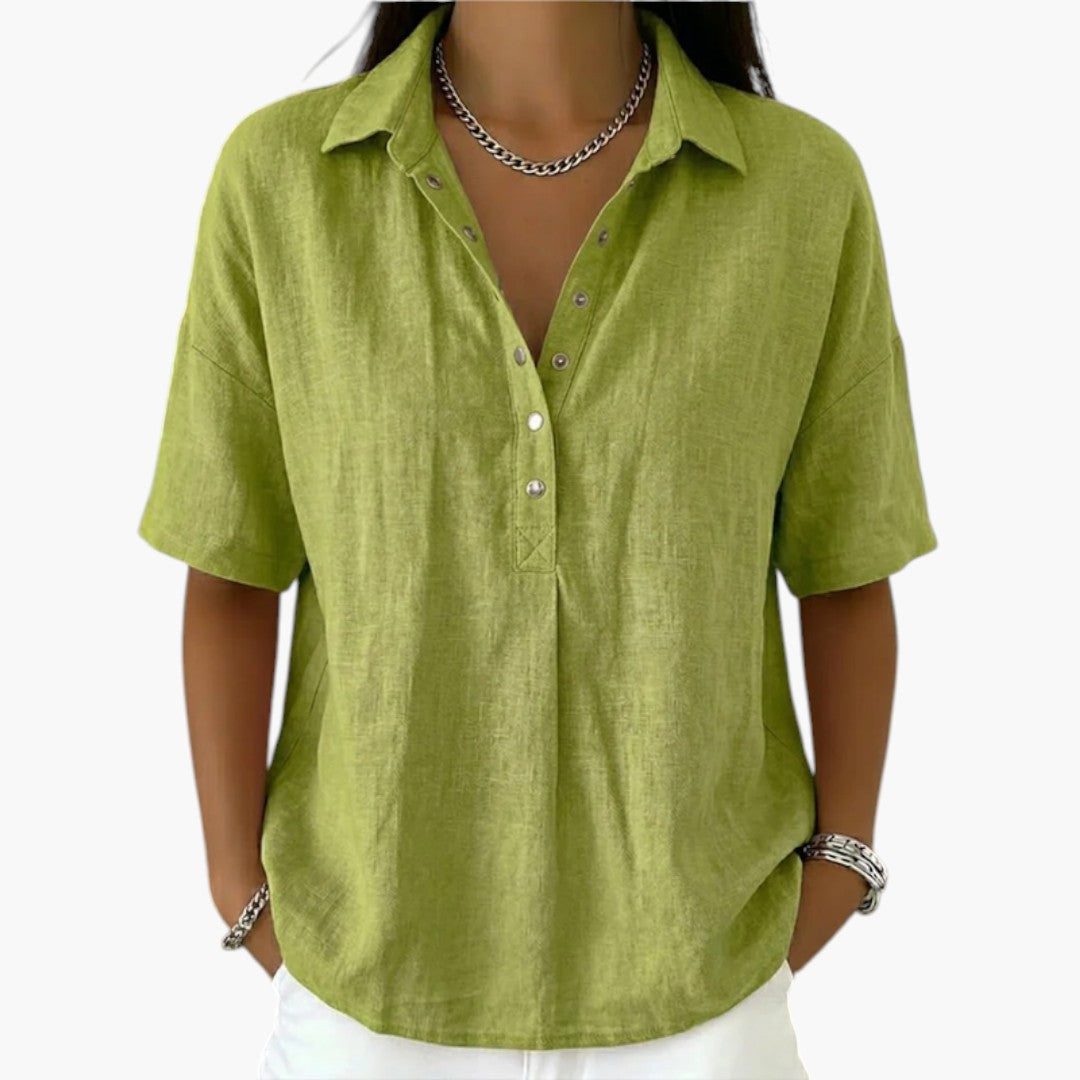 Women's Classic Collar Button-Up Blouse Long Sleeve Top
