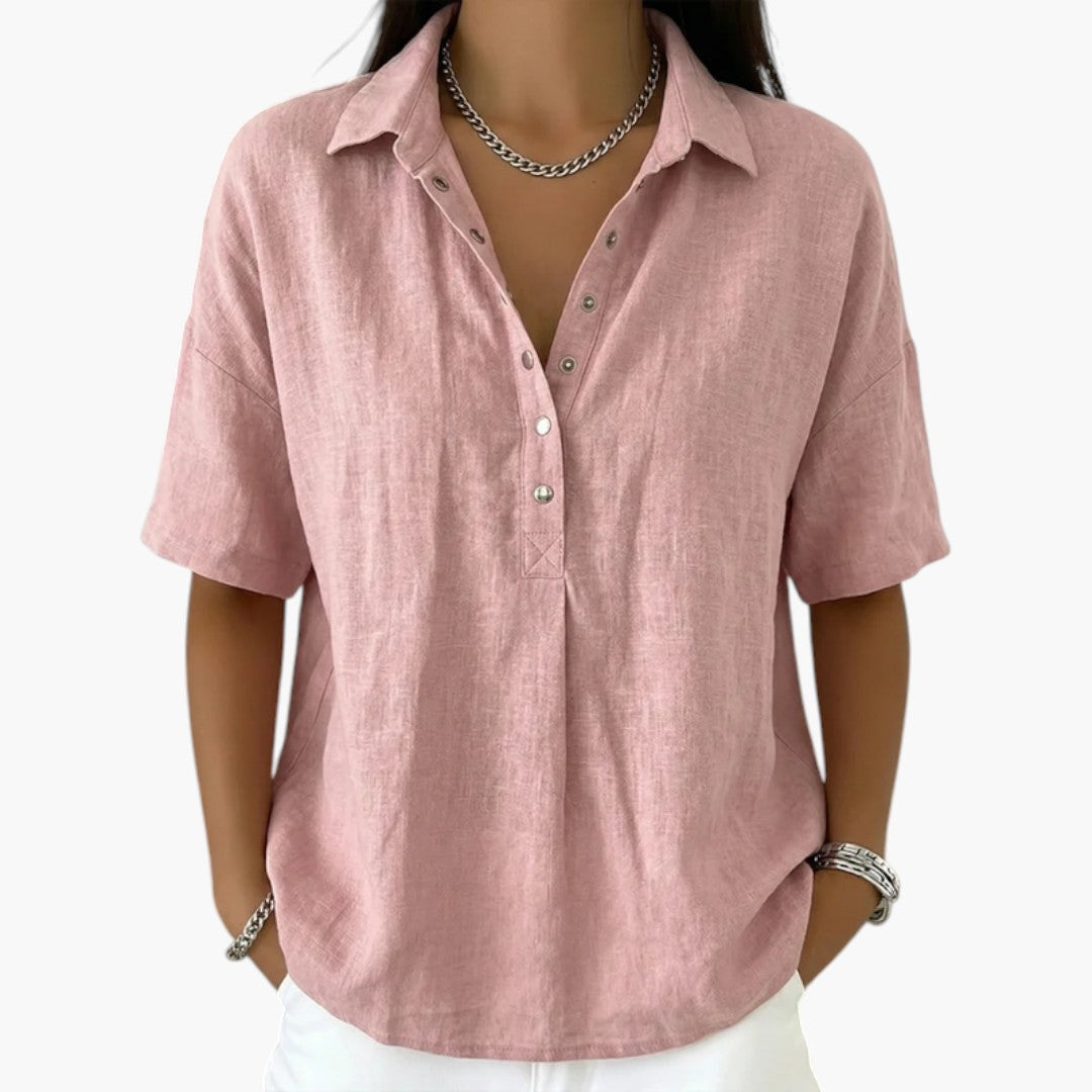 Women's Classic Collar Button-Up Blouse Long Sleeve Top