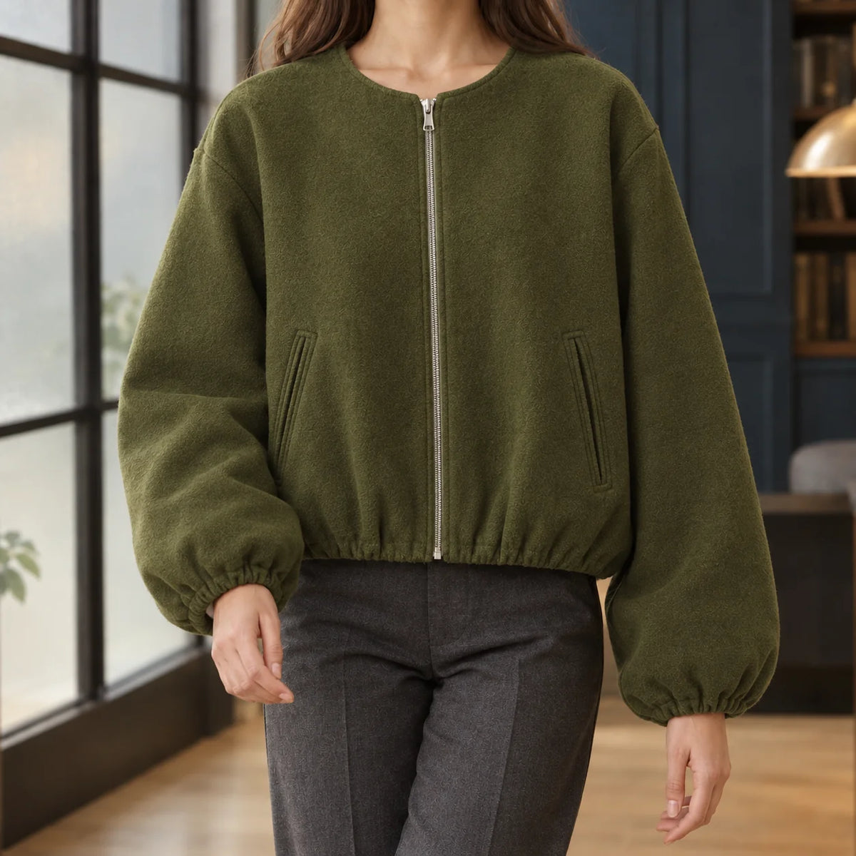 Women's Cropped Balloon Sleeve Jacket 4