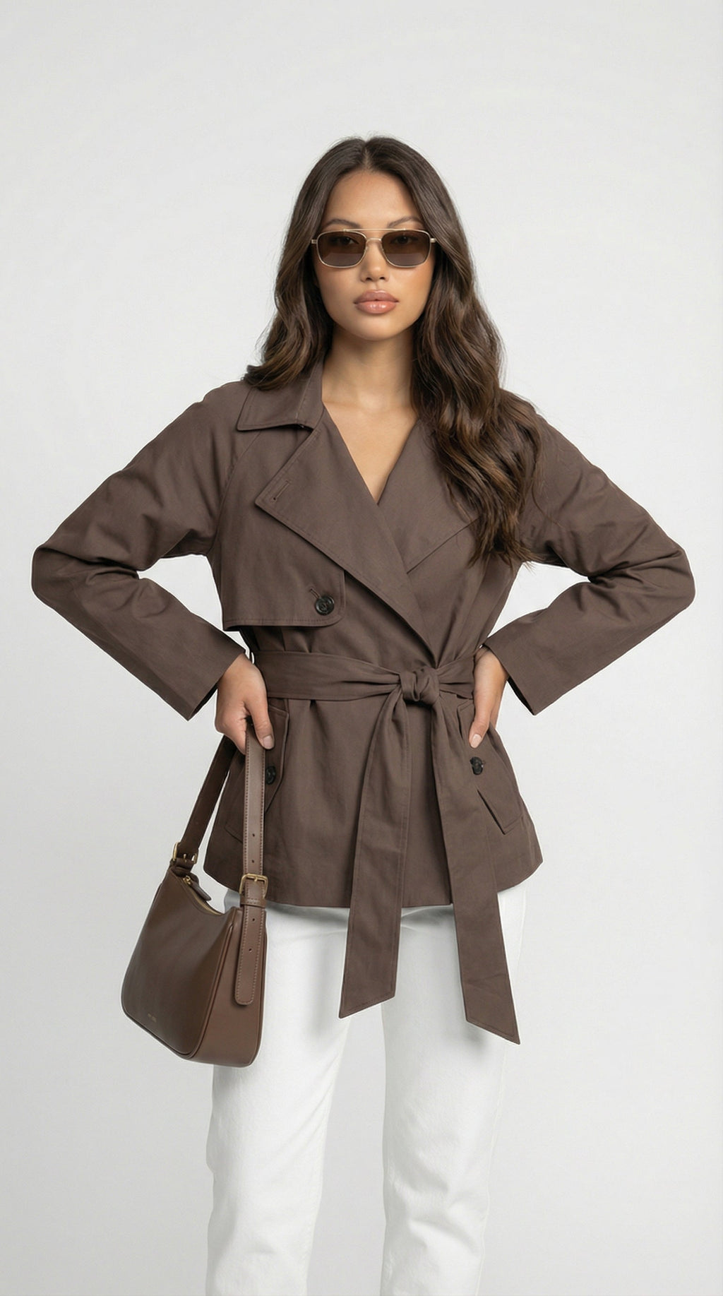 Women's Double-Breasted Belted Trench Coat